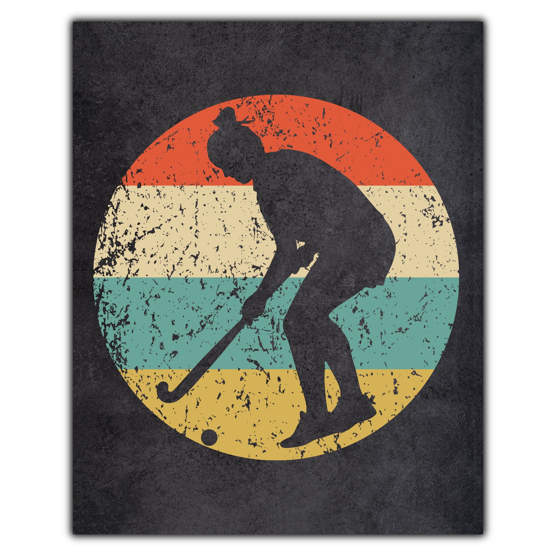 Field Hockey Player Sports Icon Retro 8"x10" Wall Art Print