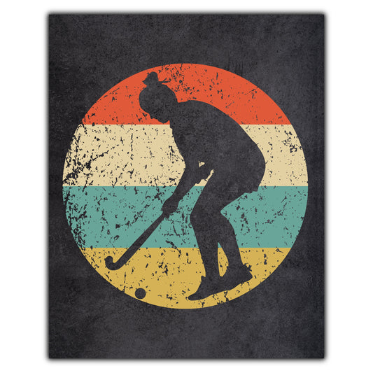Field Hockey Player Sports Icon Retro 8"x10" Wall Art Print
