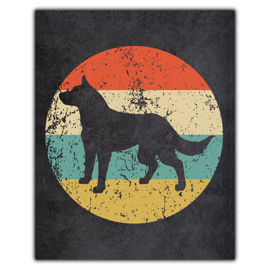 Australian Cattle Dog Icon Retro 8"x10" Wall Art Print
