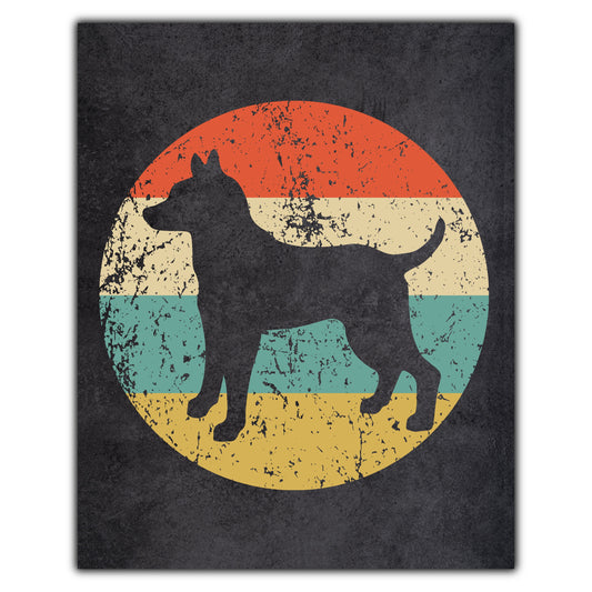 Rat Terrier Dog Icon Retro 8"x10" Wall Art Print