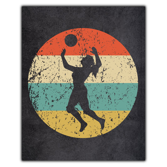 Volleyball Serve Sports Icon Retro 8"x10" Wall Art Print