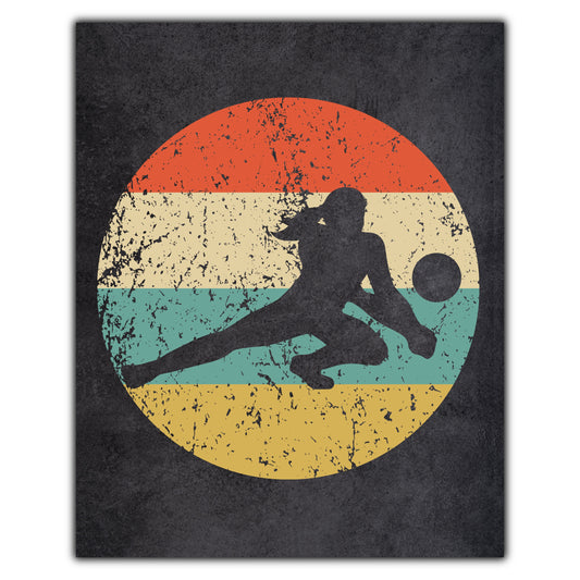 Volleyball Dig Sports Icon Retro 8"x10" Wall Art Print