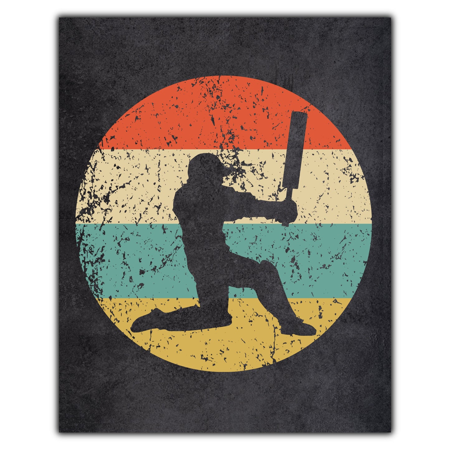 Cicket Player Sports Icon Retro 8"x10" Wall Art Print