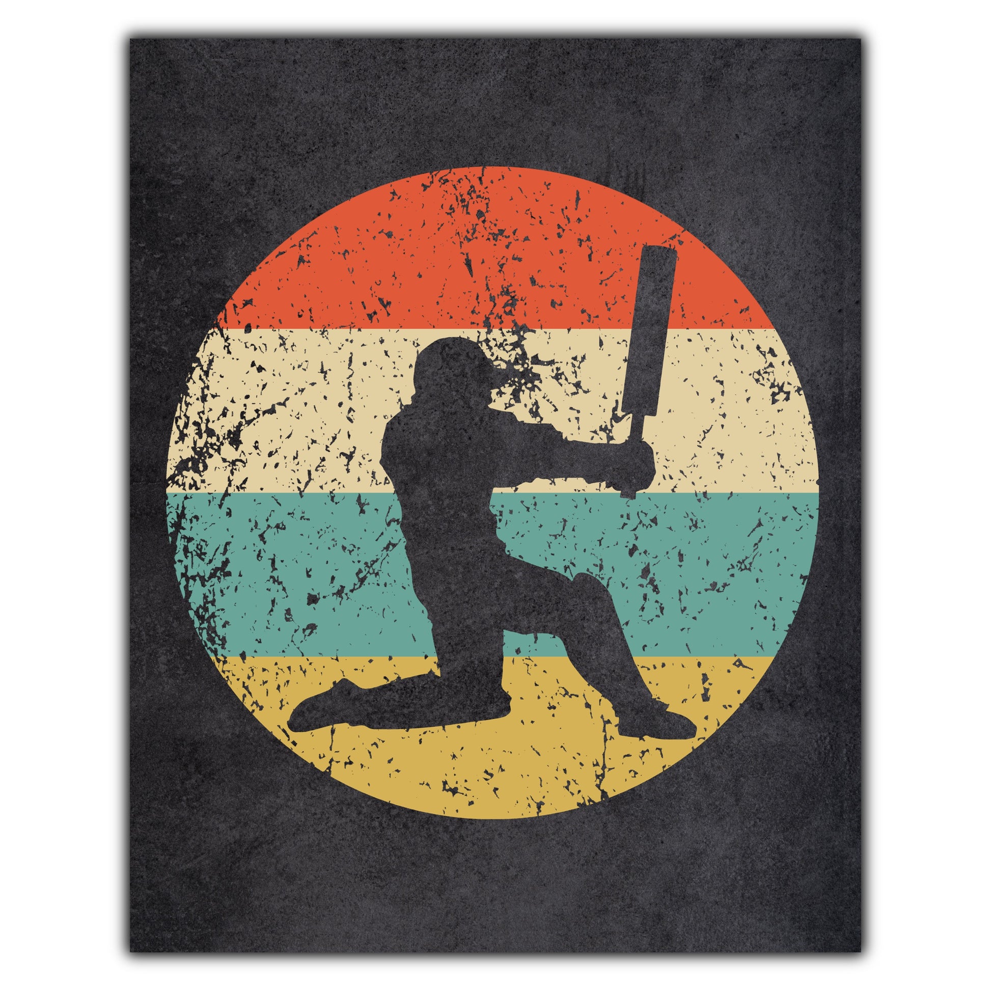 Cicket Player Sports Icon Retro 8"x10" Wall Art Print