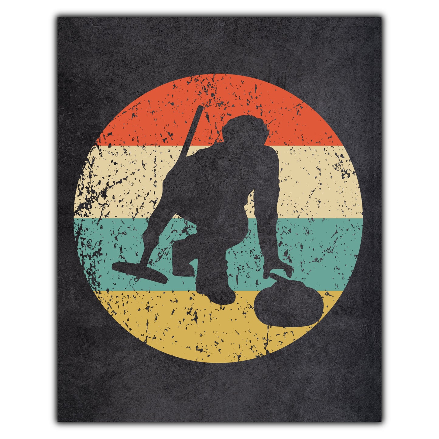 Curler Curling  Sports Icon Retro 8"x10" Wall Art Print