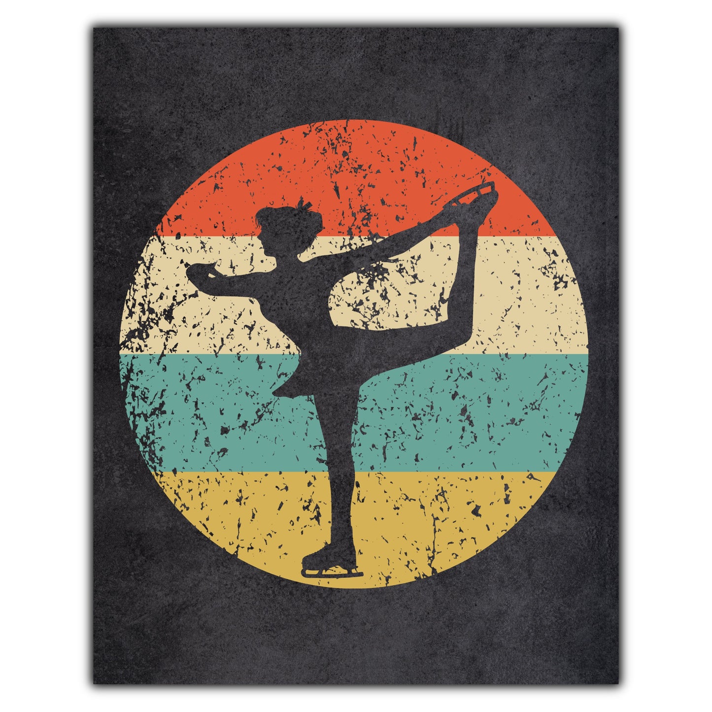 Figure Skater Figure Skating Icon Retro 8"x10" Wall Art Print
