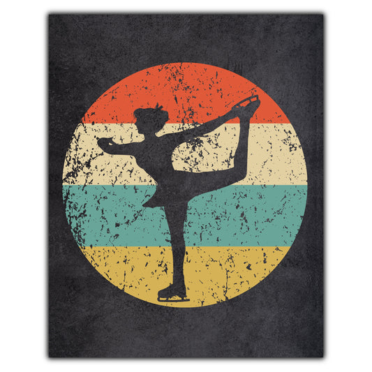 Figure Skater Figure Skating Icon Retro 8"x10" Wall Art Print