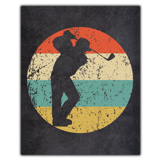 Golfer Golfing Golf  Sports Icon Retro 8"x10" Wall Art Print