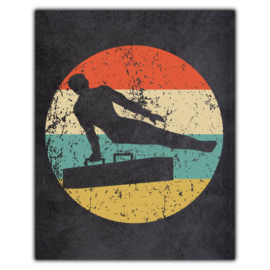 Male Gymnast Pommel Horse Gymnastics Icon Retro 8"x10" Wall Art Print