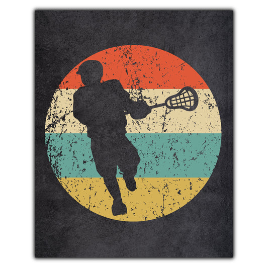 Lacrosse Player Sports Icon Retro 8"x10" Wall Art Print
