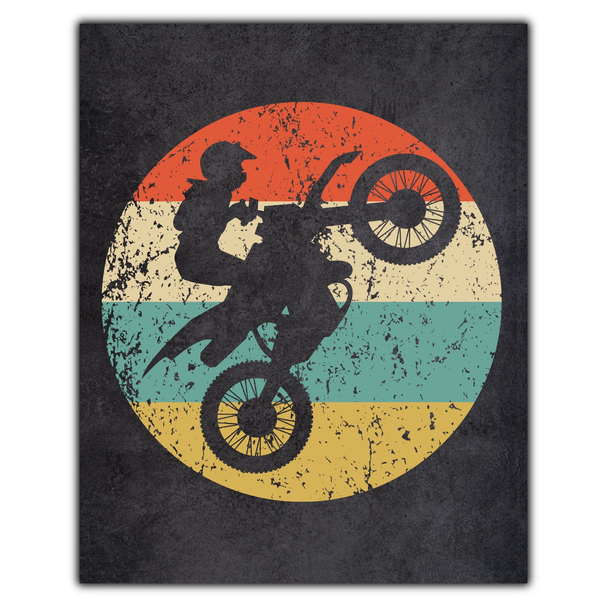 Motocross Bike Icon Retro 8"x10" Wall Art Print