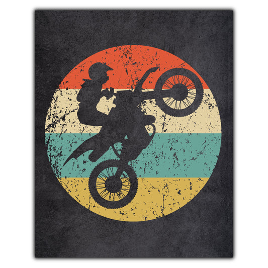 Motocross Bike Icon Retro 8"x10" Wall Art Print