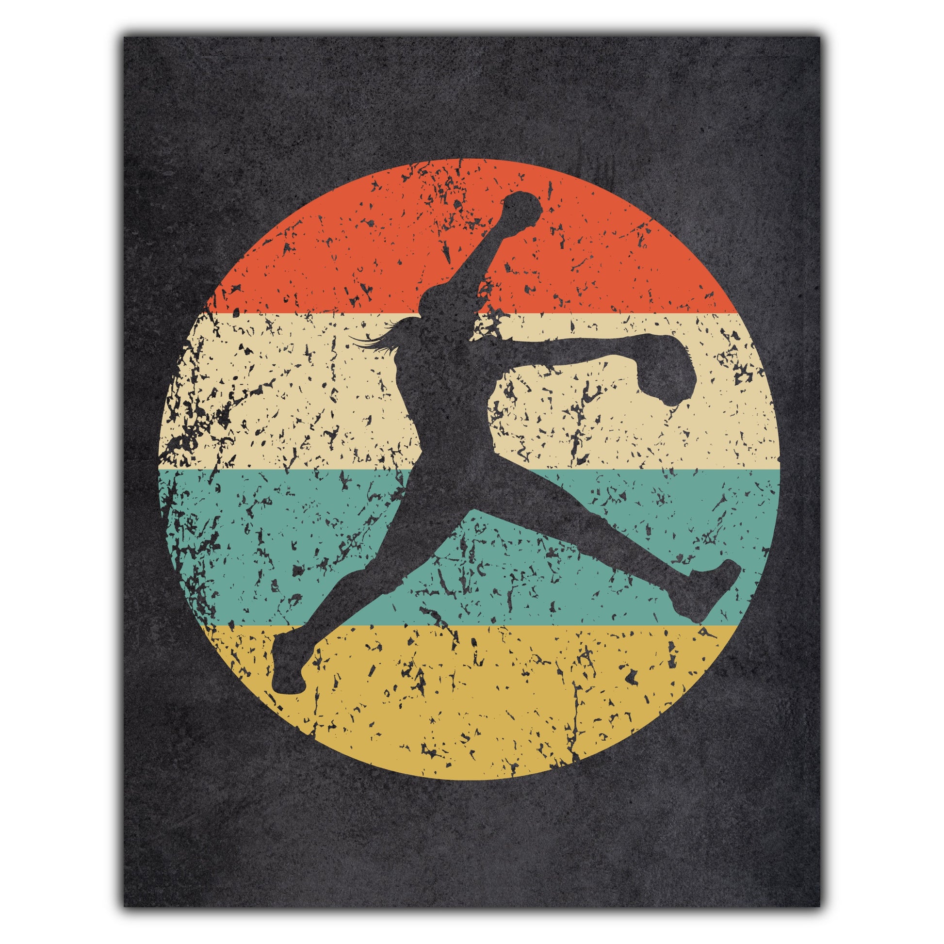 Softball Pitcher Sports Icon Retro 8"x10" Wall Art Print