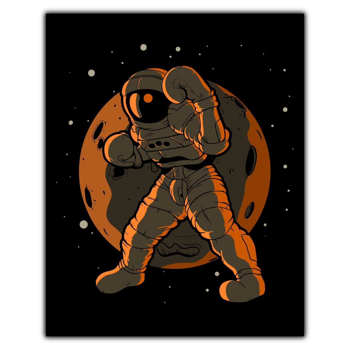 Boxing Astronaut Outer Space Spaceman 8"x10" Wall Art Print
