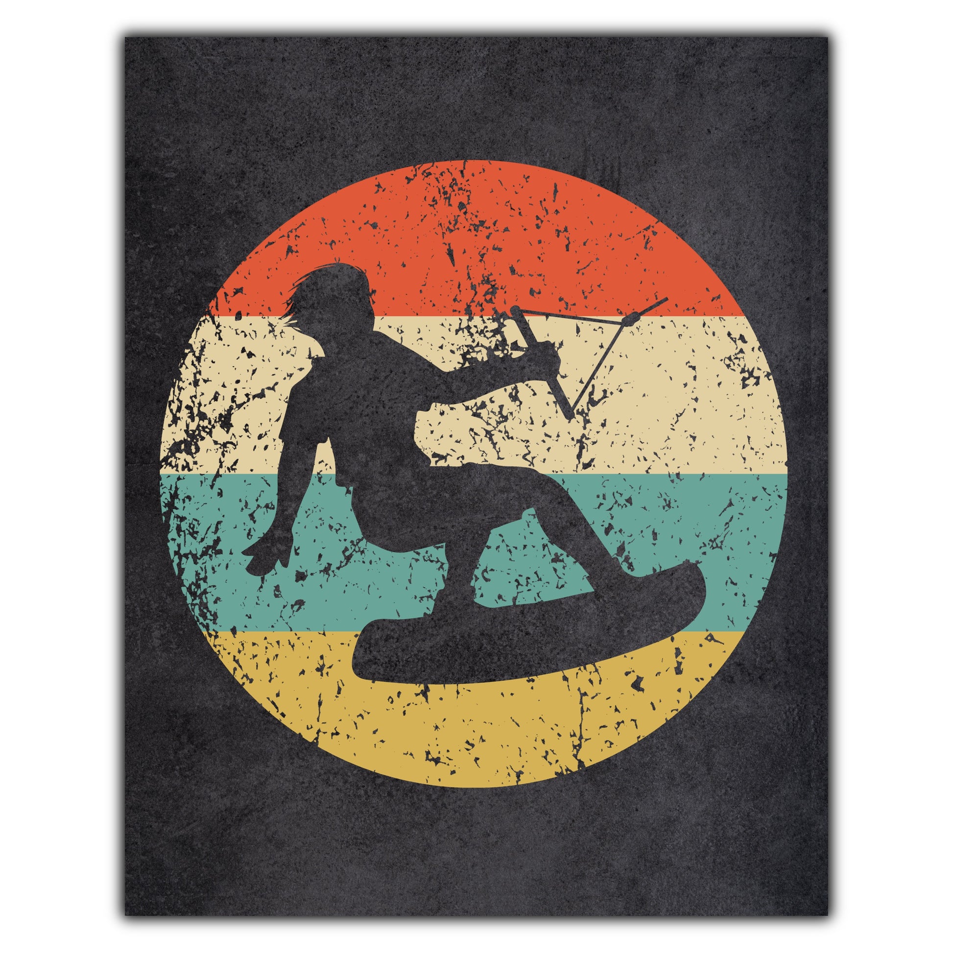 Wakeboarding Wakeboard Icon Retro 8"x10" Wall Art Print