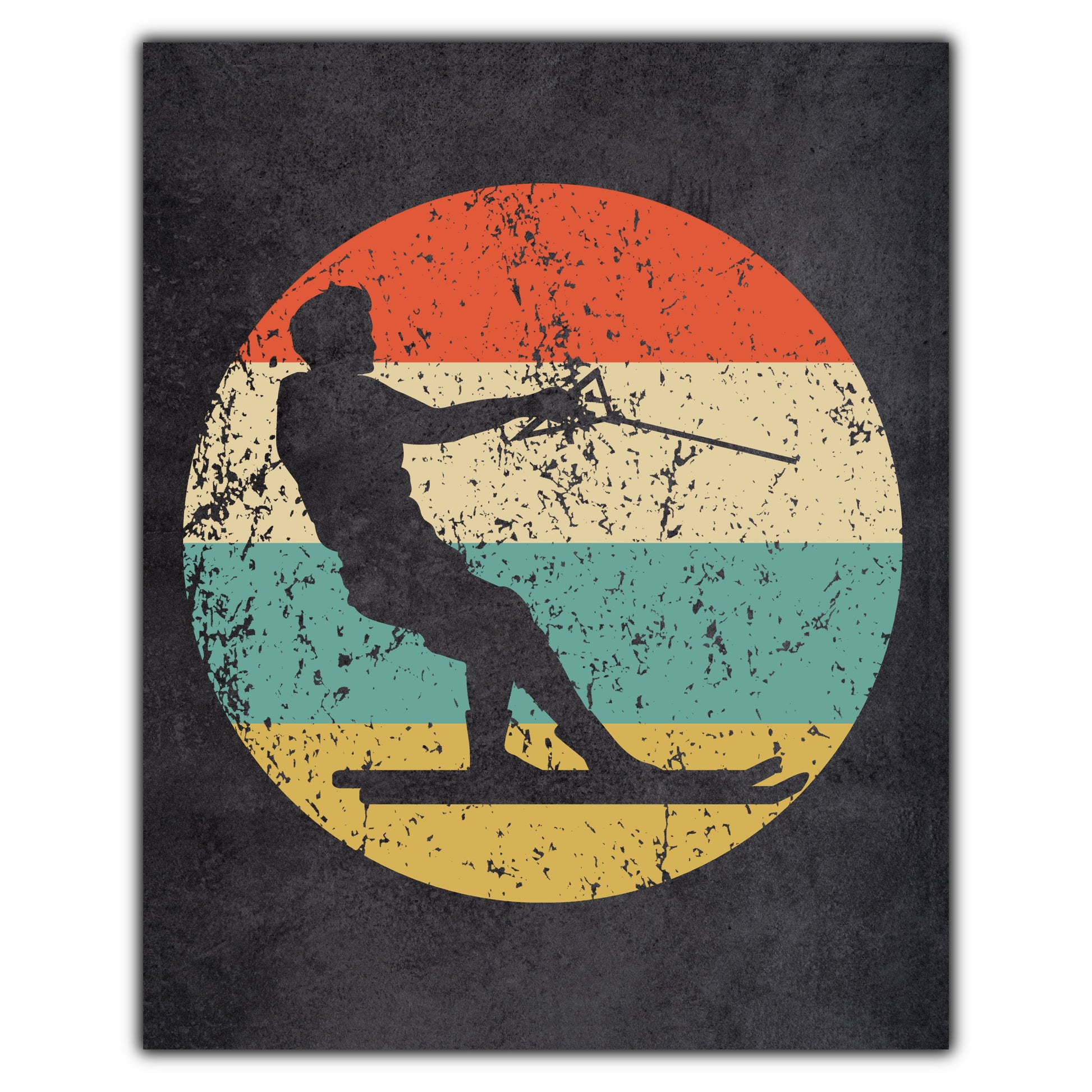 Waterskiing Waterskier Icon Retro 8"x10" Wall Art Print