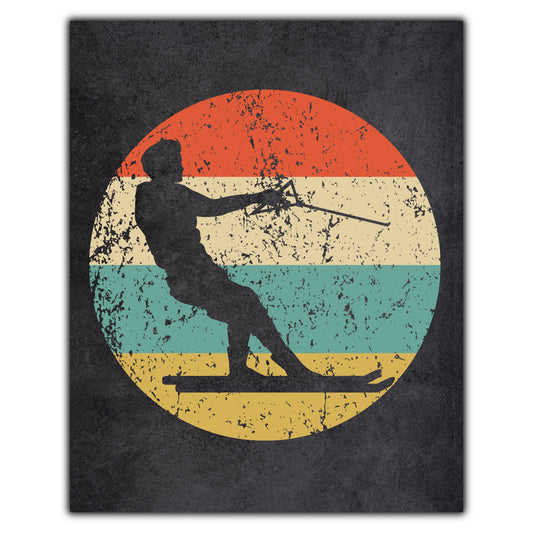 Waterskiing Waterskier Icon Retro 8"x10" Wall Art Print
