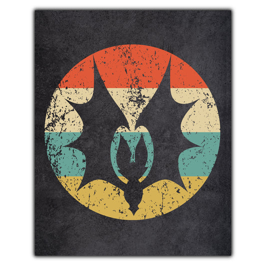 Scary Bat Halloween Icon Retro 8"x10" Wall Art Print