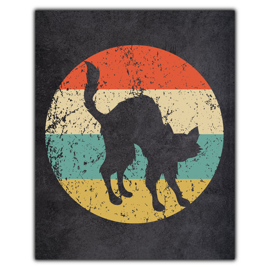 Scary Cat Halloween Icon Retro 8"x10" Wall Art Print