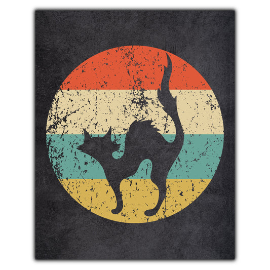 Scary Cat Halloween Icon Retro 8"x10" Wall Art Print