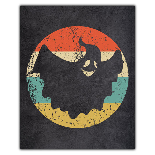 Scary Ghost Halloween Icon Retro 8"x10" Wall Art Print