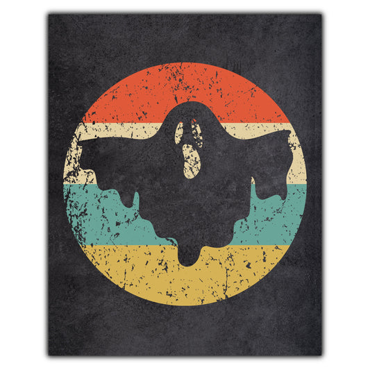 Scary Ghost Halloween Icon Retro 8"x10" Wall Art Print