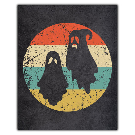 Scary Ghosts Halloween Icon Retro 8"x10" Wall Art Print