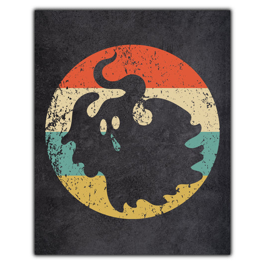 Scary Ghost Halloween Icon Retro 8"x10" Wall Art Print