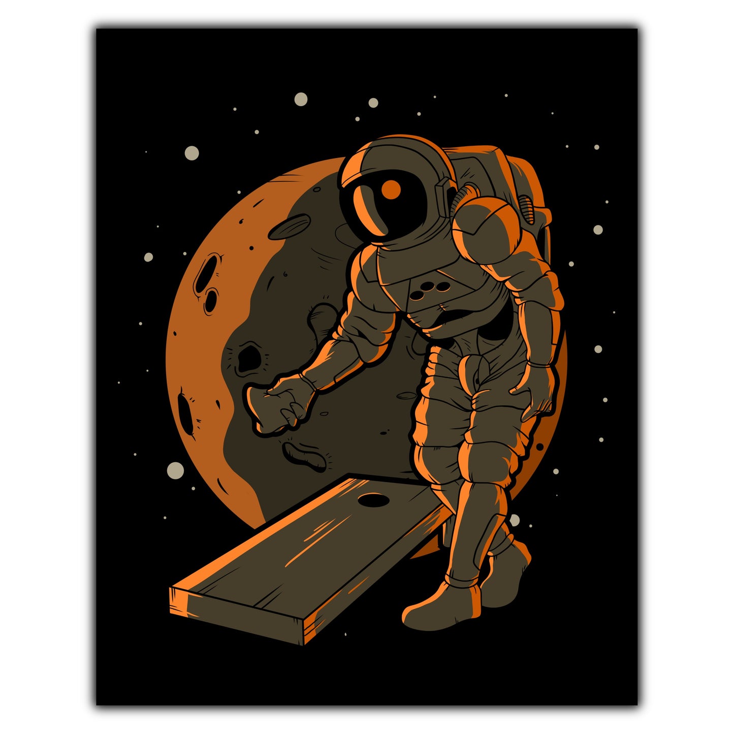 Cornhole Astronaut Outer Space Spaceman 8"x10" Wall Art Print