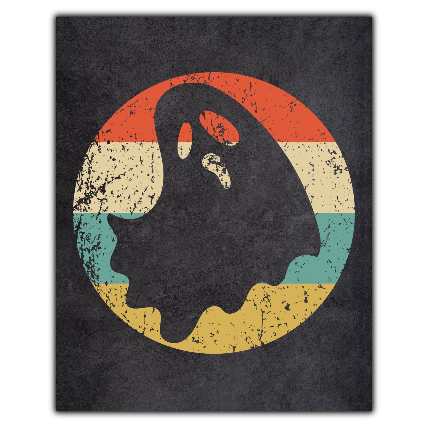 Scary Ghost Halloween Icon Retro 8"x10" Wall Art Print