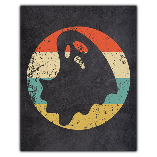 Scary Ghost Halloween Icon Retro 8"x10" Wall Art Print
