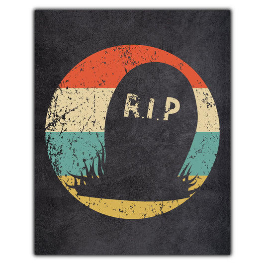 Creepy Grave Halloween Icon Retro 8"x10" Wall Art Print