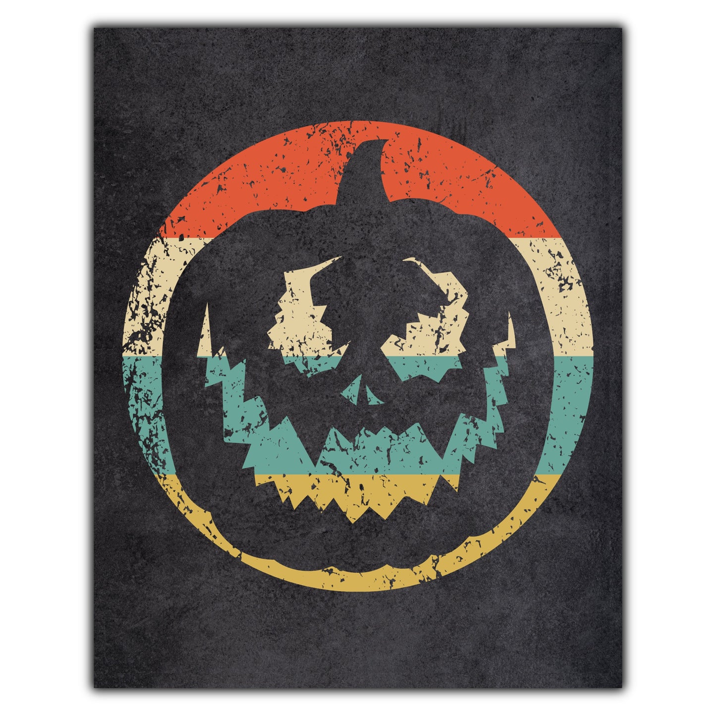 Jack-O-Lantern Pumpkin Halloween Icon Retro 8"x10" Wall Art Print