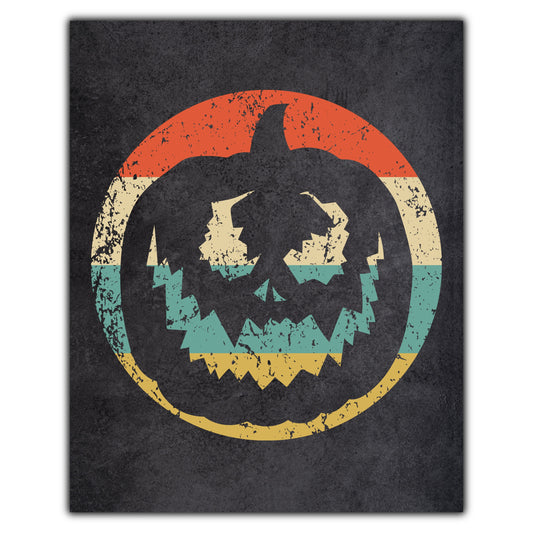 Jack-O-Lantern Pumpkin Halloween Icon Retro 8"x10" Wall Art Print
