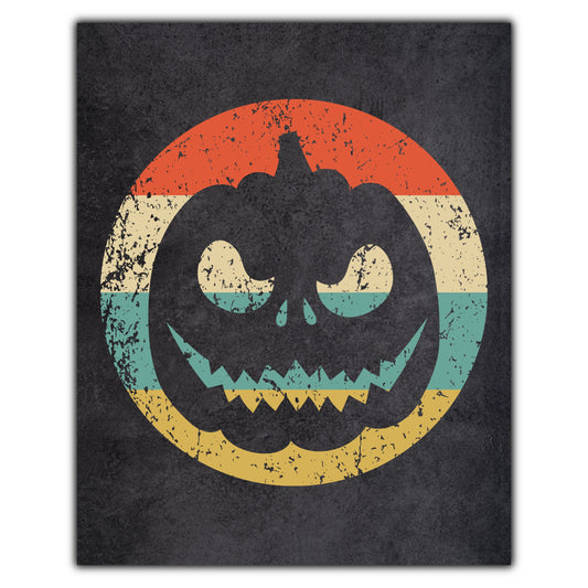Jack-O-Lantern Pumpkin Halloween Icon Retro 8"x10" Wall Art Print
