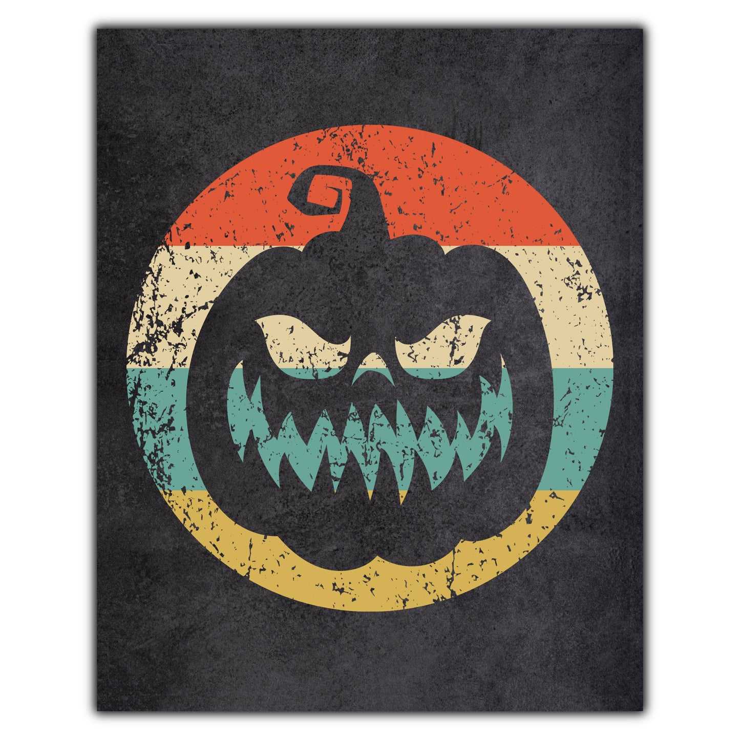 Jack-O-Lantern Pumpkin Halloween Icon Retro 8"x10" Wall Art Print