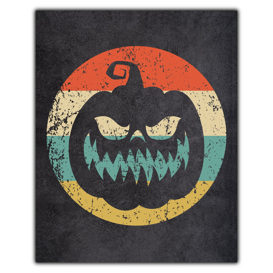 Jack-O-Lantern Pumpkin Halloween Icon Retro 8"x10" Wall Art Print