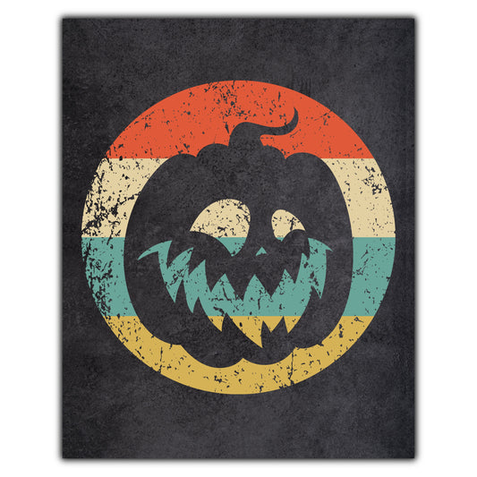 Jack-O-Lantern Pumpkin Halloween Icon Retro 8"x10" Wall Art Print