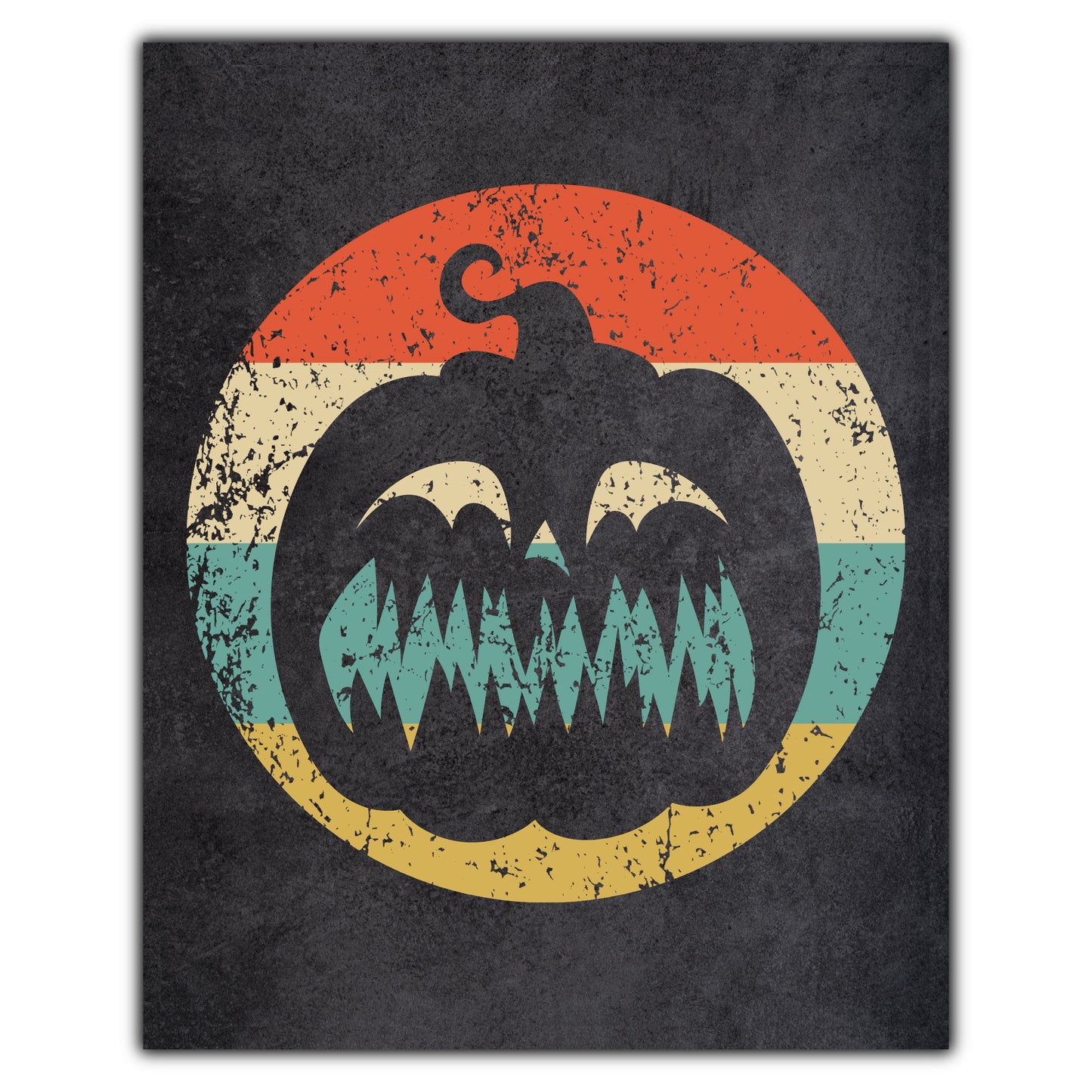 Jack-O-Lantern Pumpkin Halloween Icon Retro 8"x10" Wall Art Print