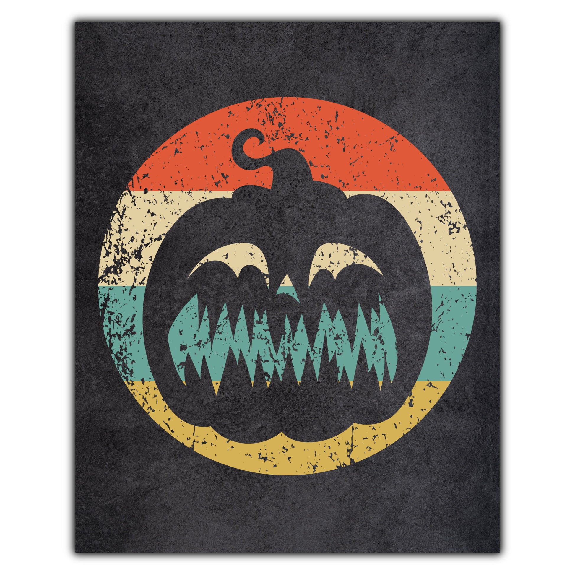 Jack-O-Lantern Pumpkin Halloween Icon Retro 8"x10" Wall Art Print