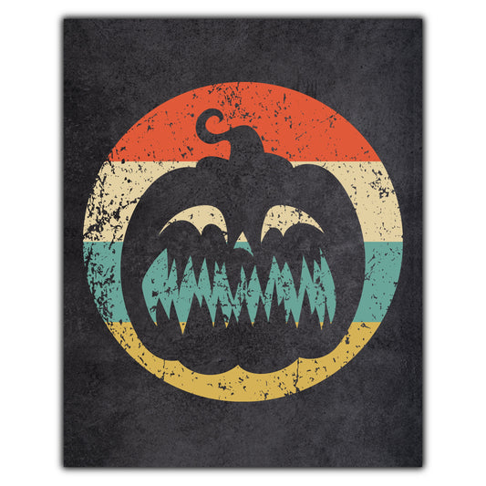 Jack-O-Lantern Pumpkin Halloween Icon Retro 8"x10" Wall Art Print