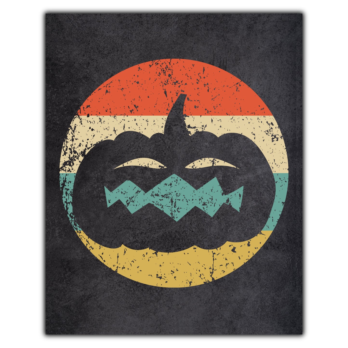 Jack-O-Lantern Pumpkin Halloween Icon Retro 8"x10" Wall Art Print