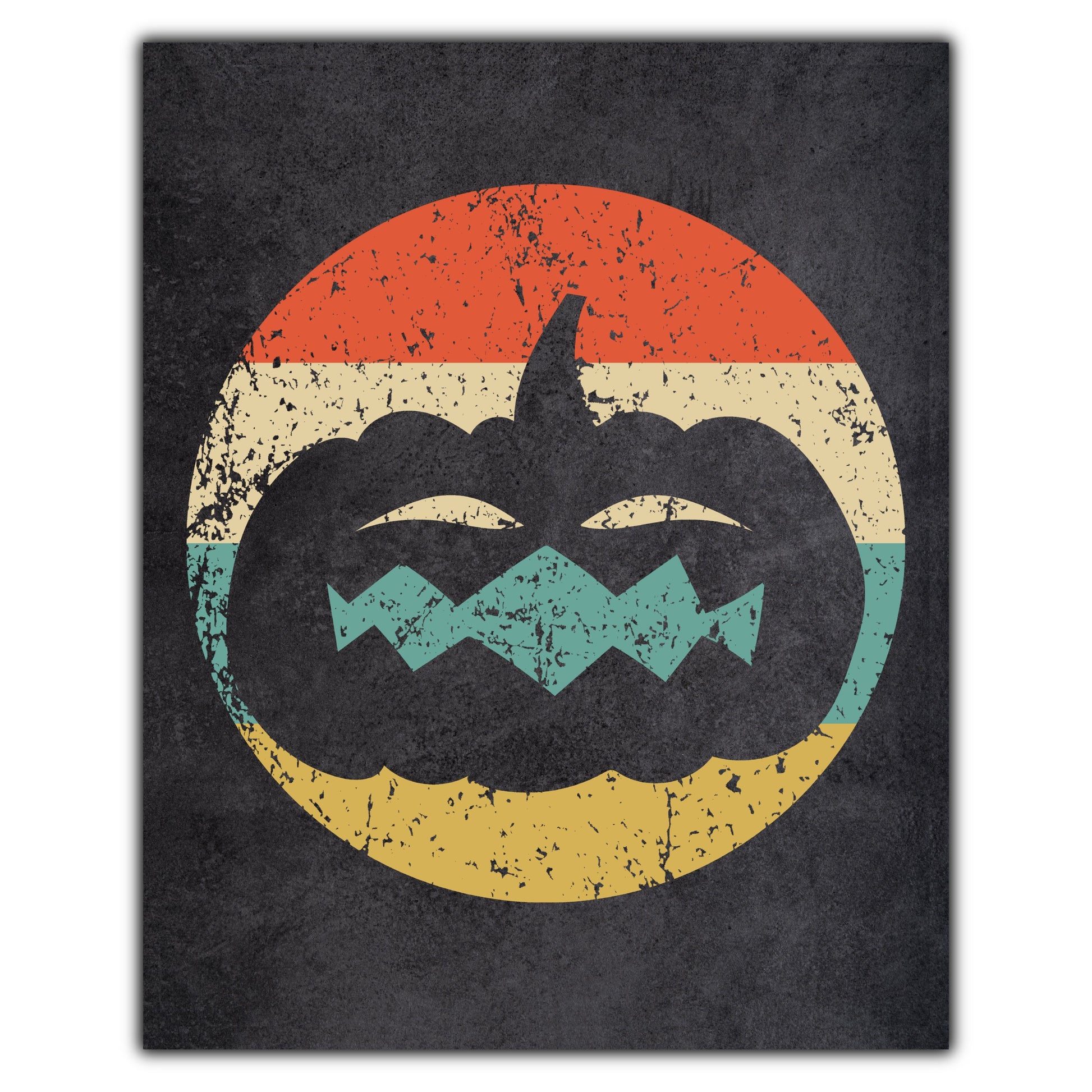 Jack-O-Lantern Pumpkin Halloween Icon Retro 8"x10" Wall Art Print