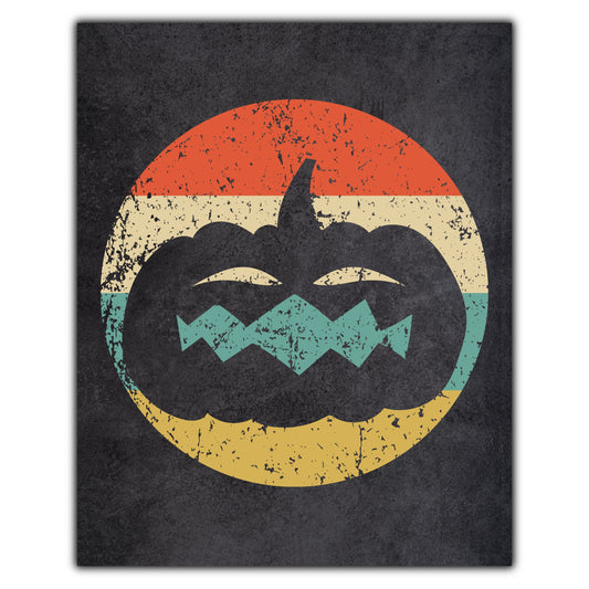 Jack-O-Lantern Pumpkin Halloween Icon Retro 8"x10" Wall Art Print