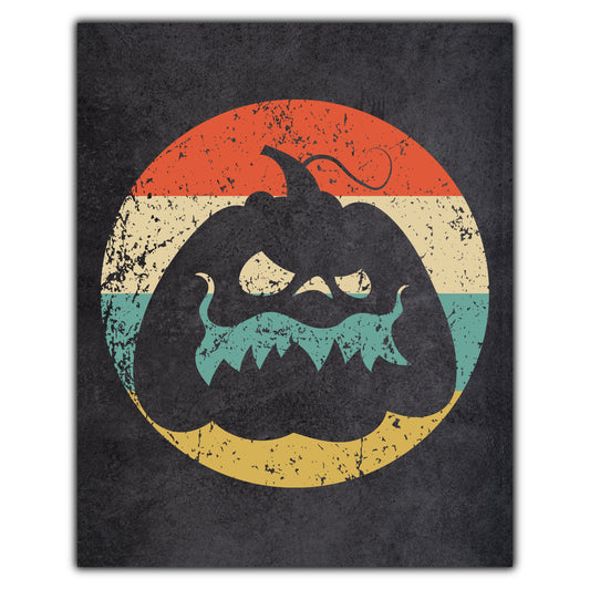 Jack-O-Lantern Pumpkin Halloween Icon Retro 8"x10" Wall Art Print