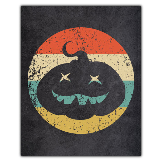 Jack-O-Lantern Pumpkin Halloween Icon Retro 8"x10" Wall Art Print