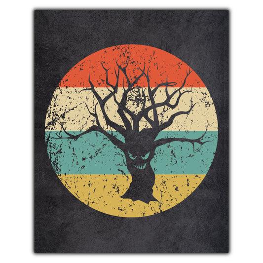 Haunted Tree Halloween Icon Retro 8"x10" Wall Art Print