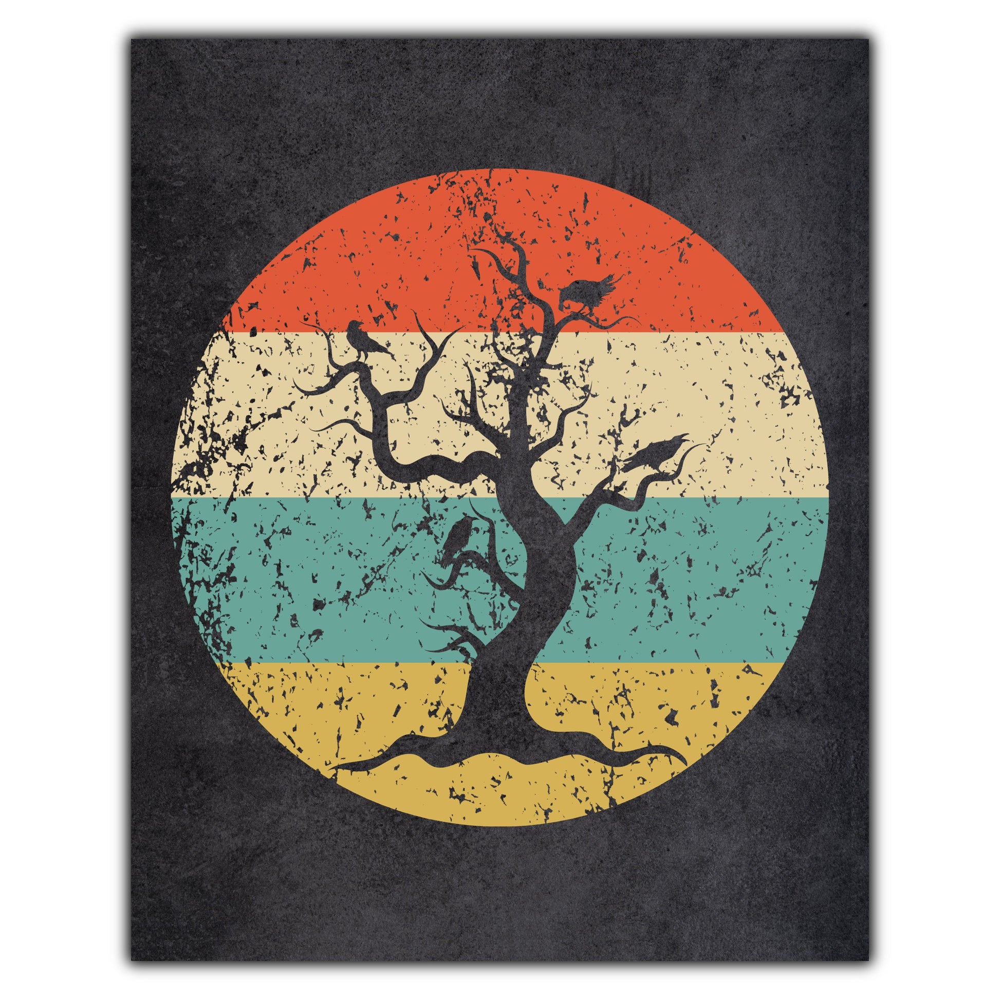 Haunted Tree Halloween Icon Retro 8"x10" Wall Art Print