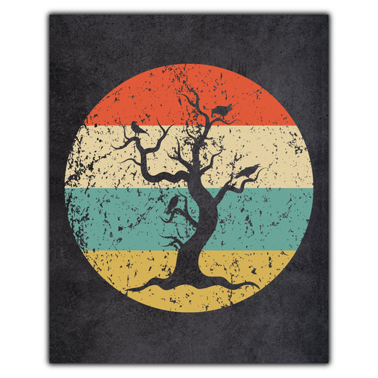 Haunted Tree Halloween Icon Retro 8"x10" Wall Art Print