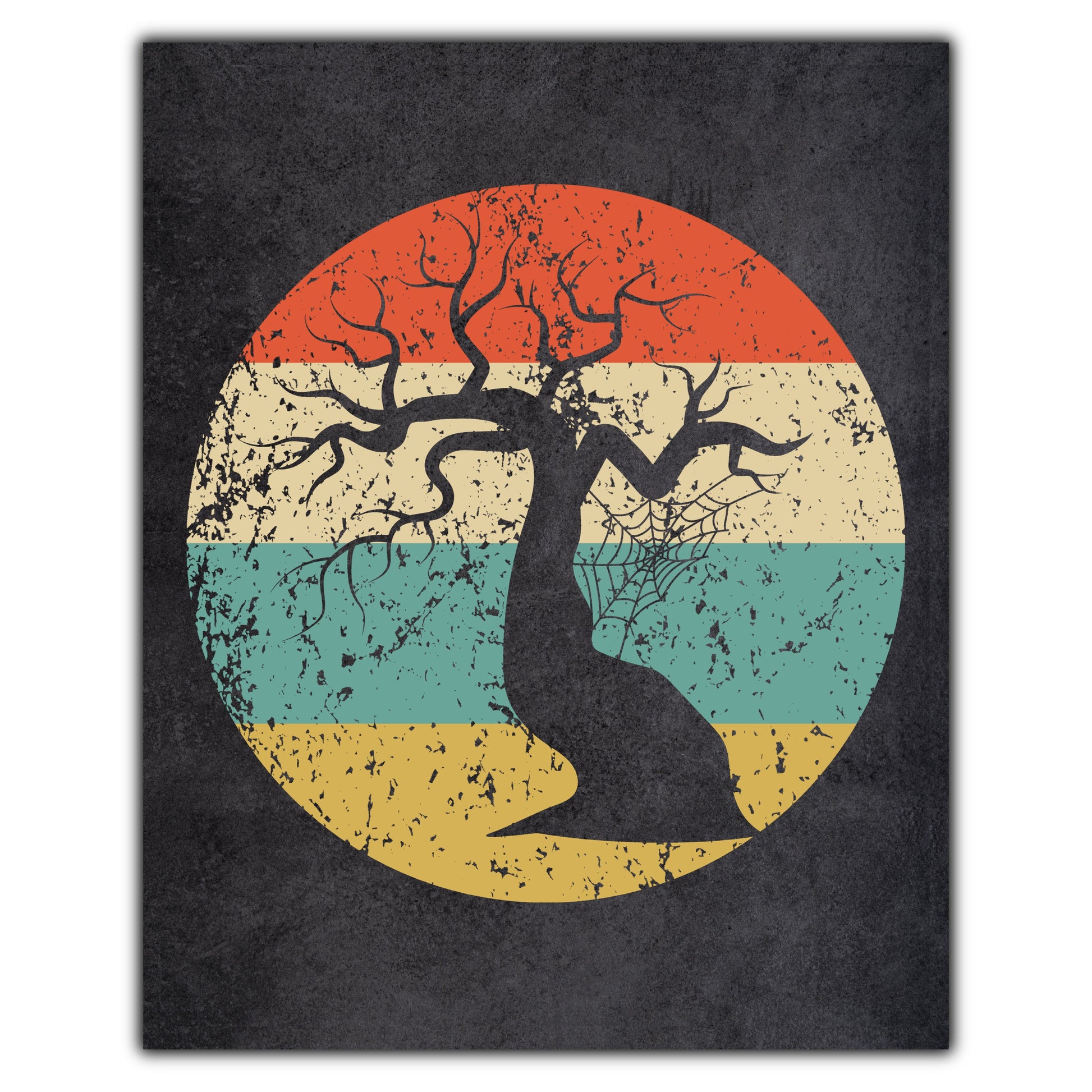 Haunted Tree Halloween Icon Retro 8"x10" Wall Art Print